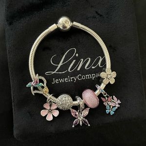 Linx Snake Chain Bracelet with Purple and Turquoise Themed Charms